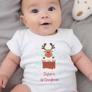 Personalised 1st Christmas Rudolph Baby Vest