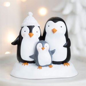 Winter Penguin Family Resin Christmas Ornament Decoration