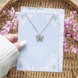 Butterfly Necklace On Sentiments Greeting Card