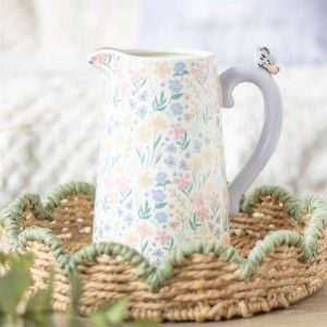 Ditsy Floral Print And Butterfly Ceramic Flower Jug