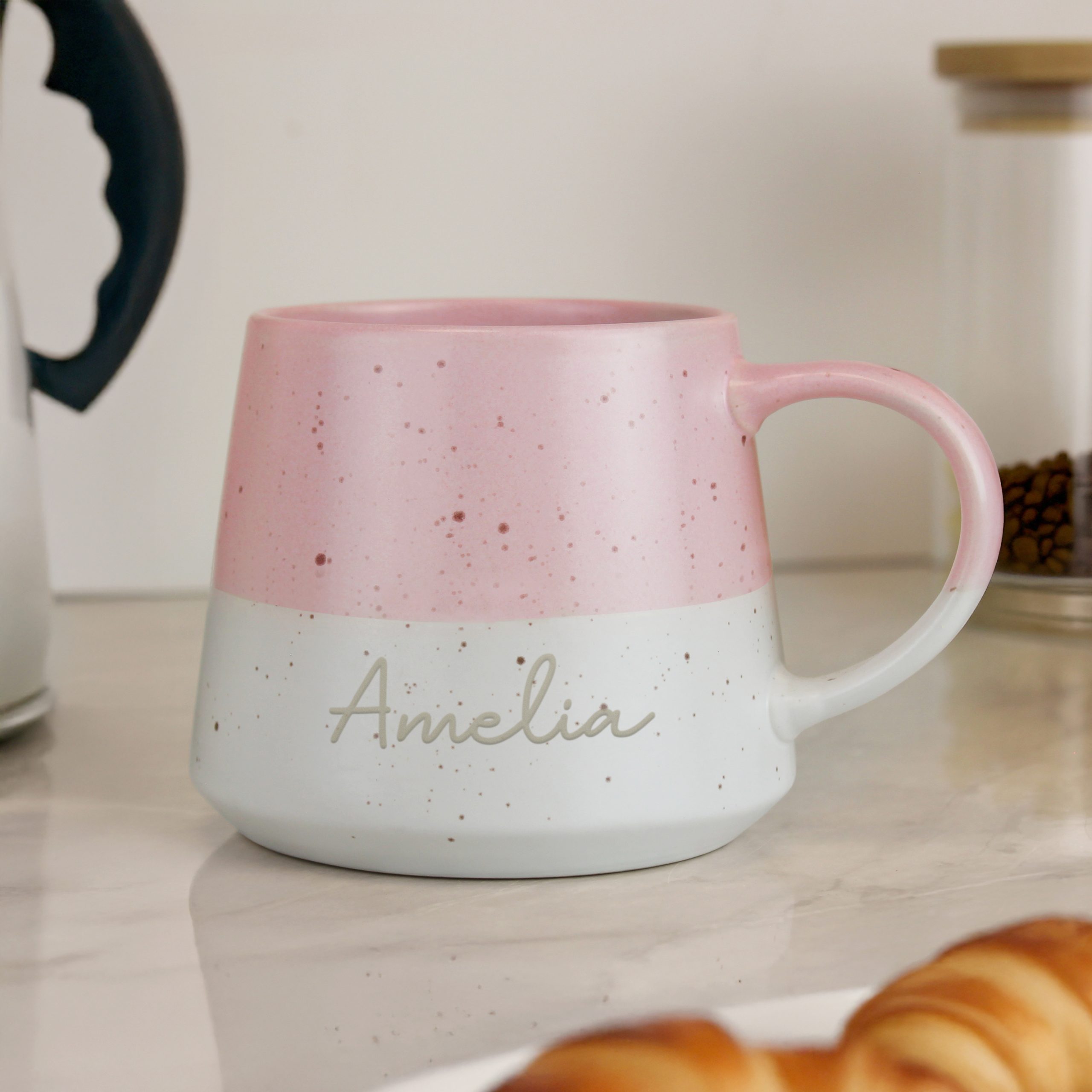 Personalised Name Pink Speckled Ceramic Mug Personalised Name Pink Speckled Ceramic Mug