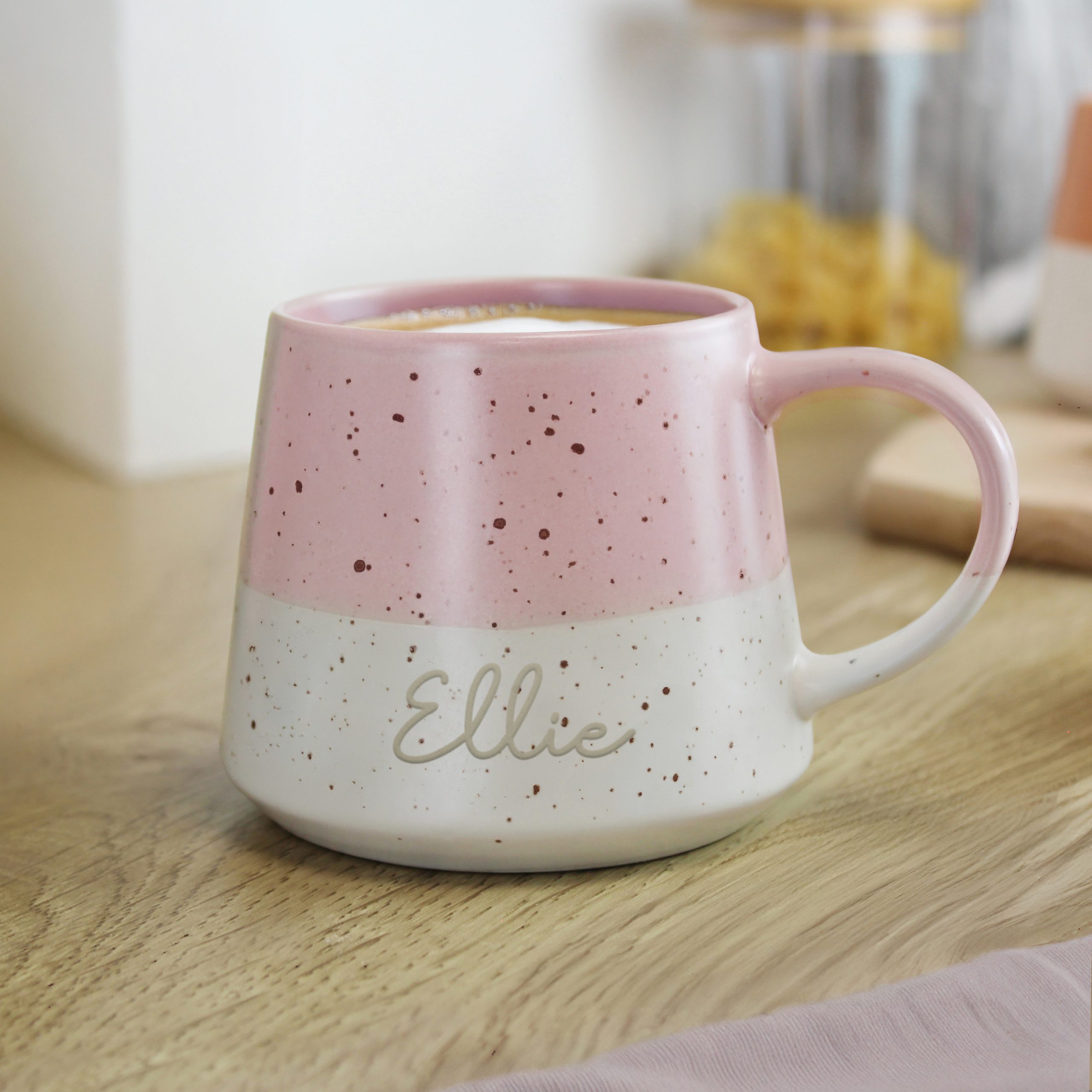 Personalised Name Pink Speckled Ceramic Mug Personalised Name Pink Speckled Ceramic Mug