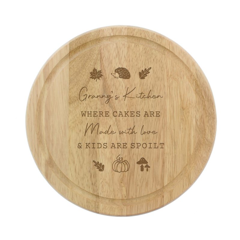 Personalised Autumn Round Wooden Chopping Board
