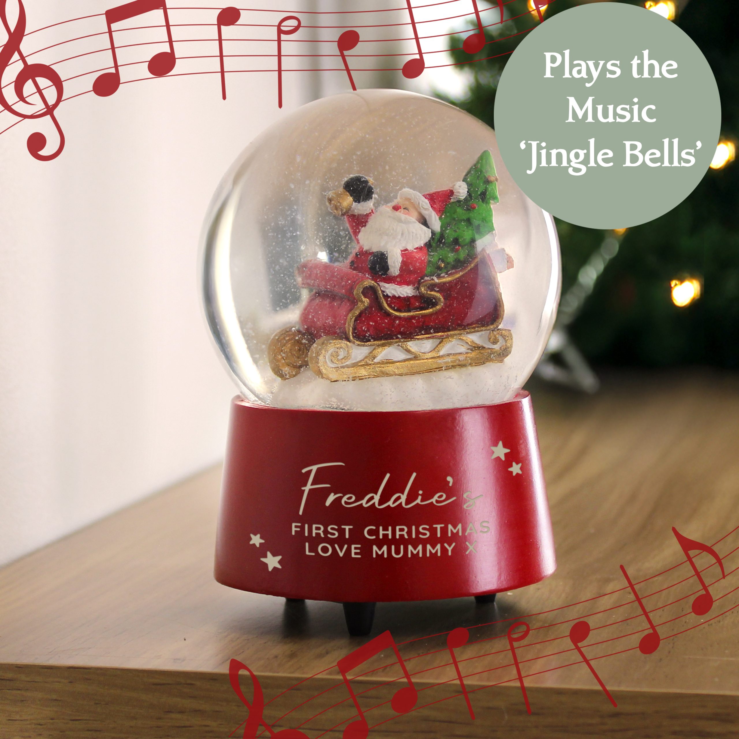 Personalised Musical Santa Christmas Snow Globe Personalised Musical Santa Christmas Snow Globe