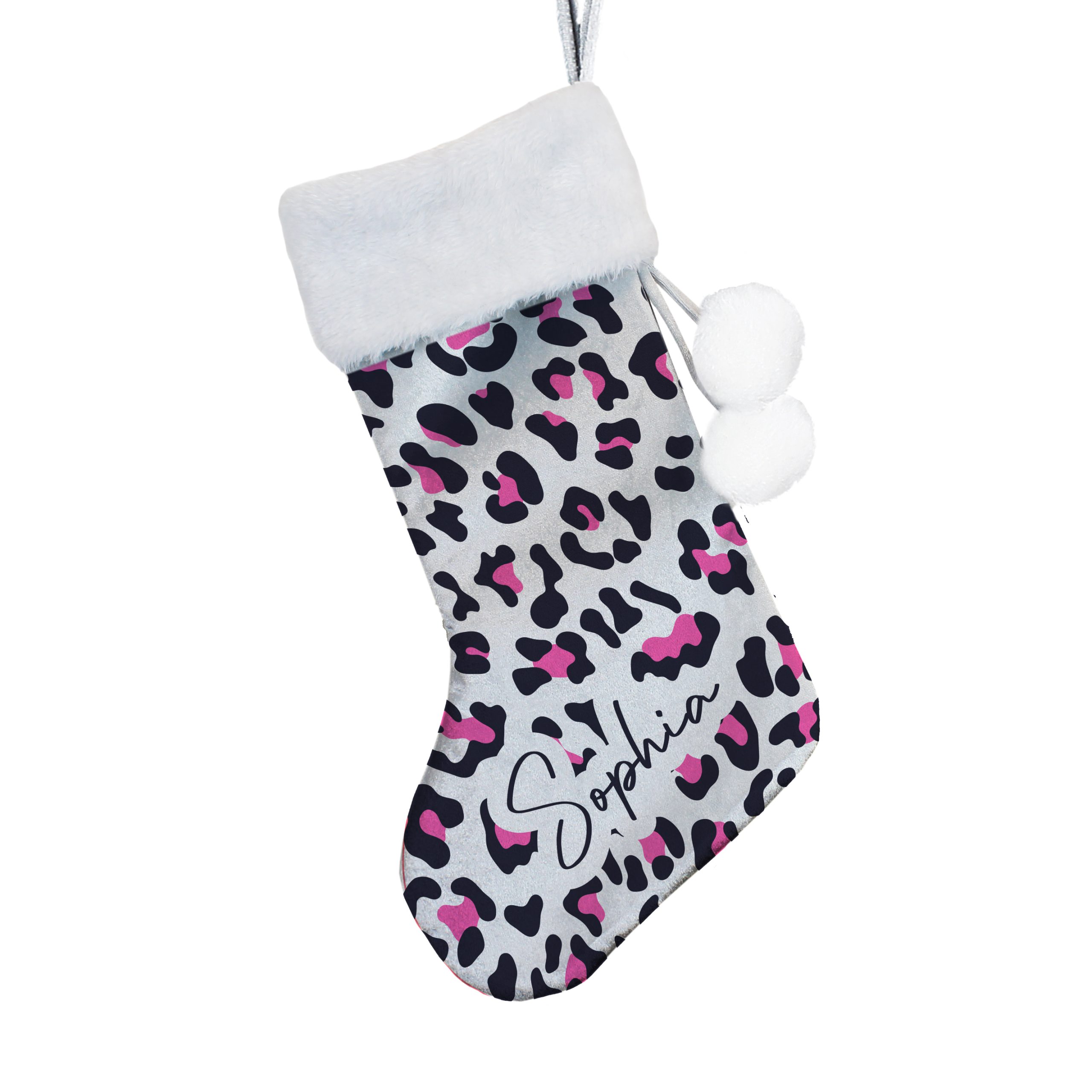 Personalised Leopard Print Christmas Stocking Personalised Leopard Print Christmas Stocking