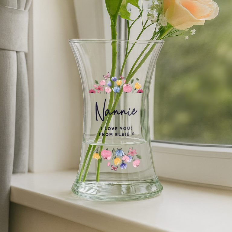 Personalised Floral Hourglass Vase