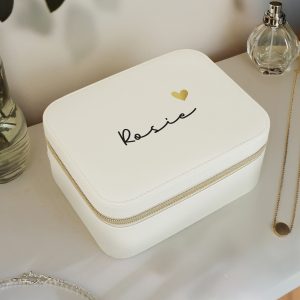 Personalised Gold Heart Travel Jewellery Box