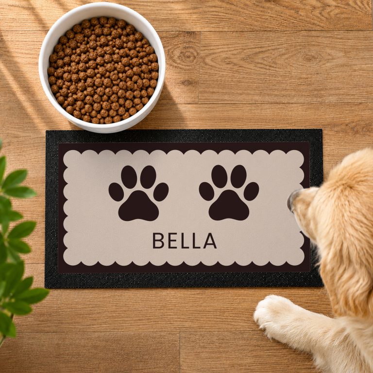 Personalised Paw Prints Pet Bowl Mat