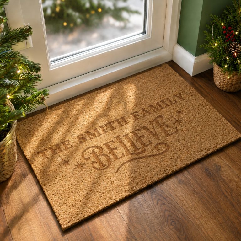 Personalised We Believe Rectangle Indoor Doormat
