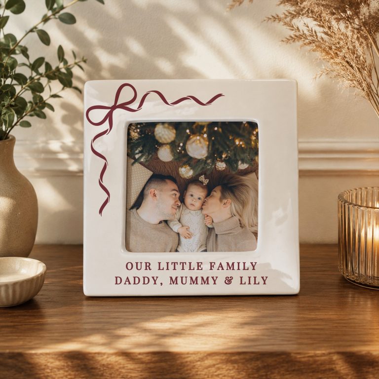 Personalised Red Bow Ceramic Frame